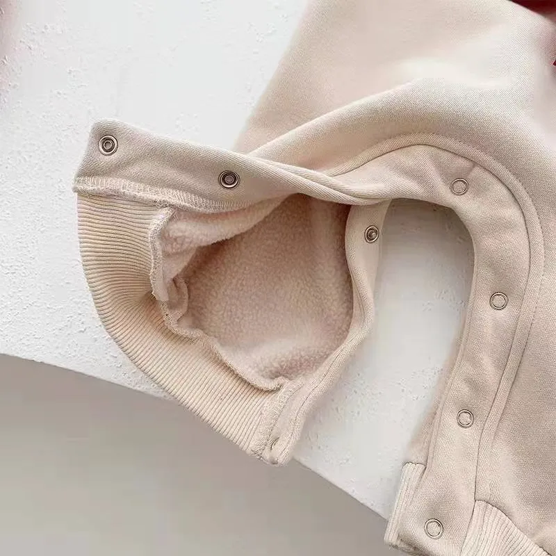 Big Bow Plush Winter Baby Romper