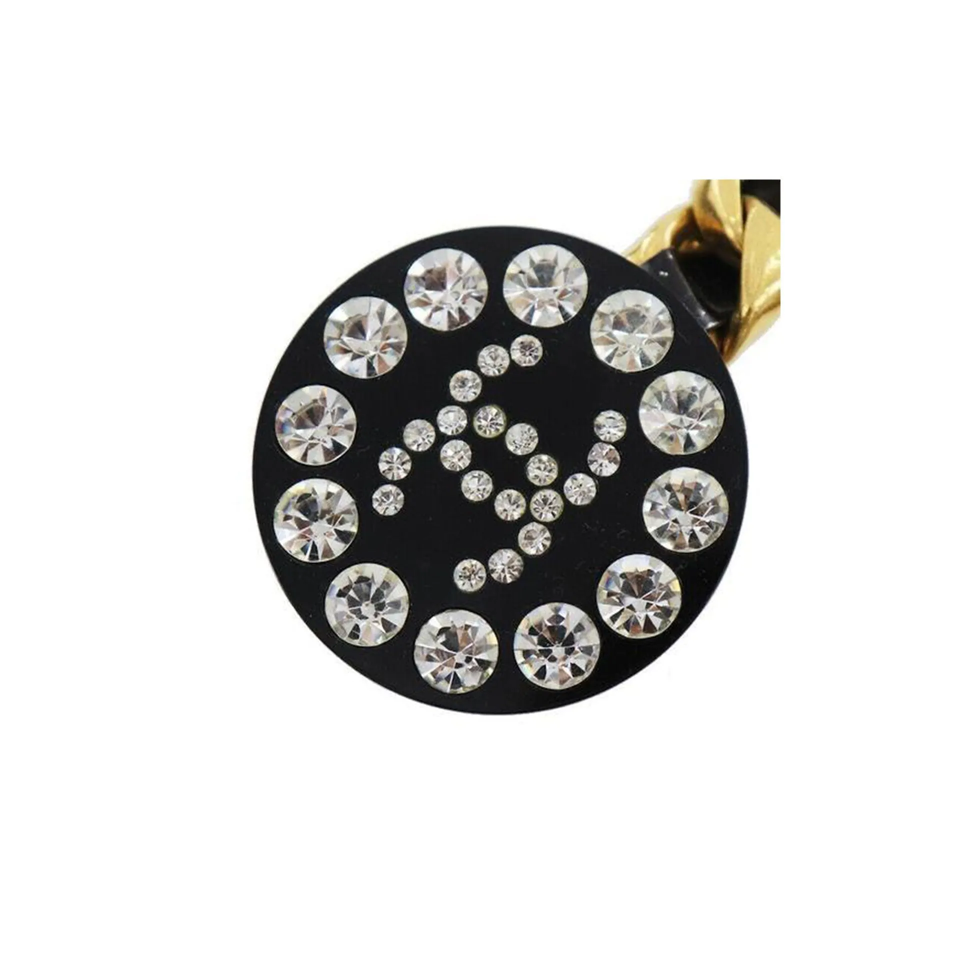 Chanel Black and Gold Rare Logo Swarovski Enamel Vintage 90's Runway Necklace