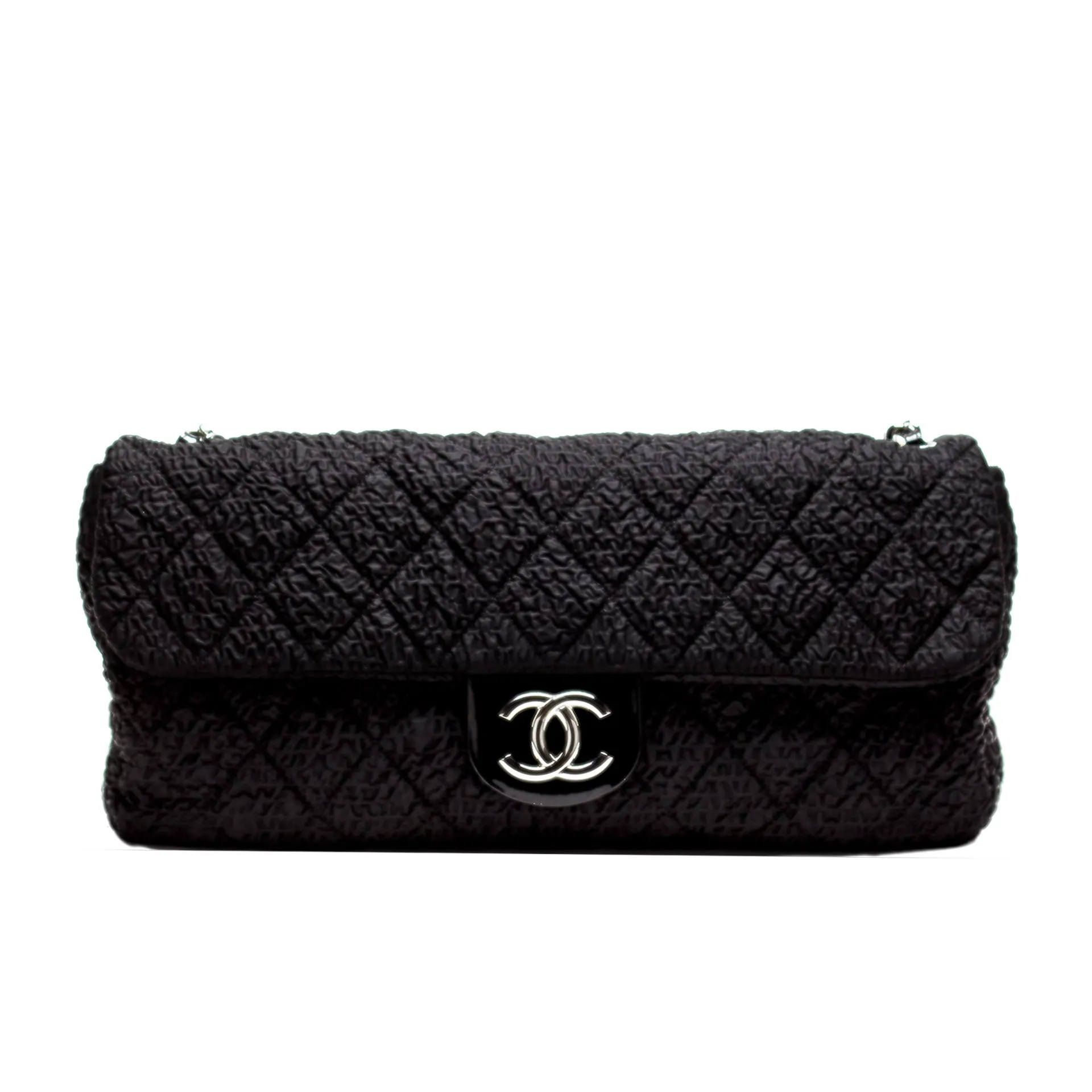 Chanel Classic Flap XL Large Plush Textured Black Microfiber Nylon Shoulder Bag