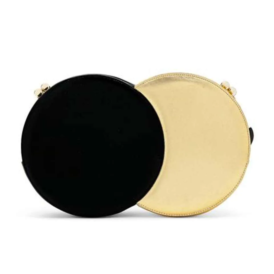 Chanel Minaudire Double Circle 70s Style Runway Rare Black & Metallic Clutch