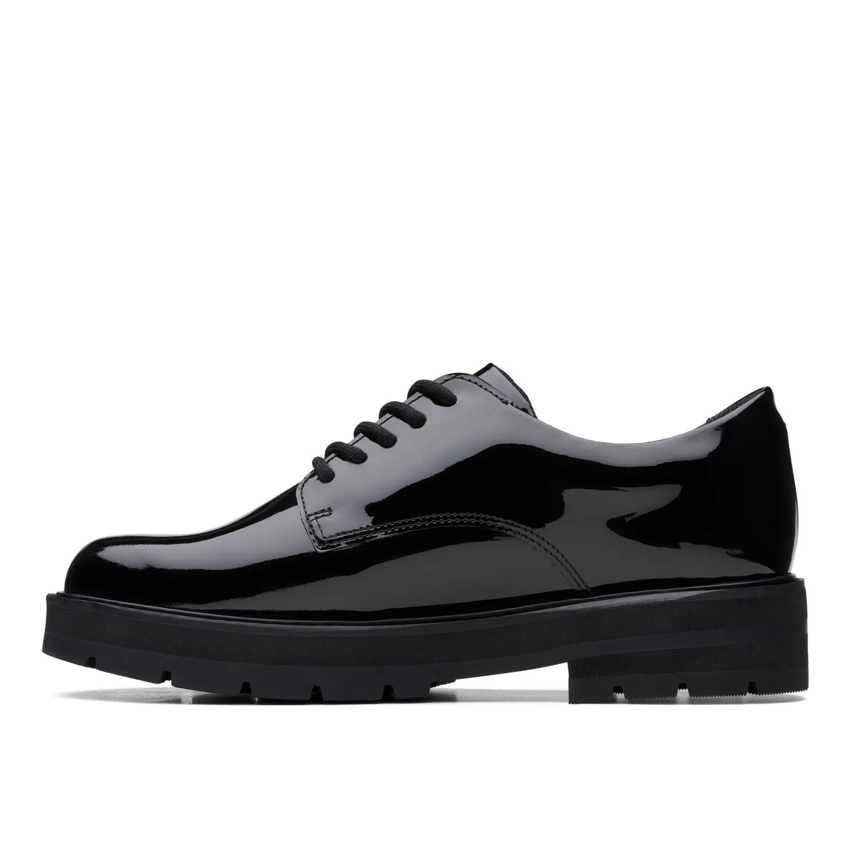 Clarks Prague Lace Youth Black Pat