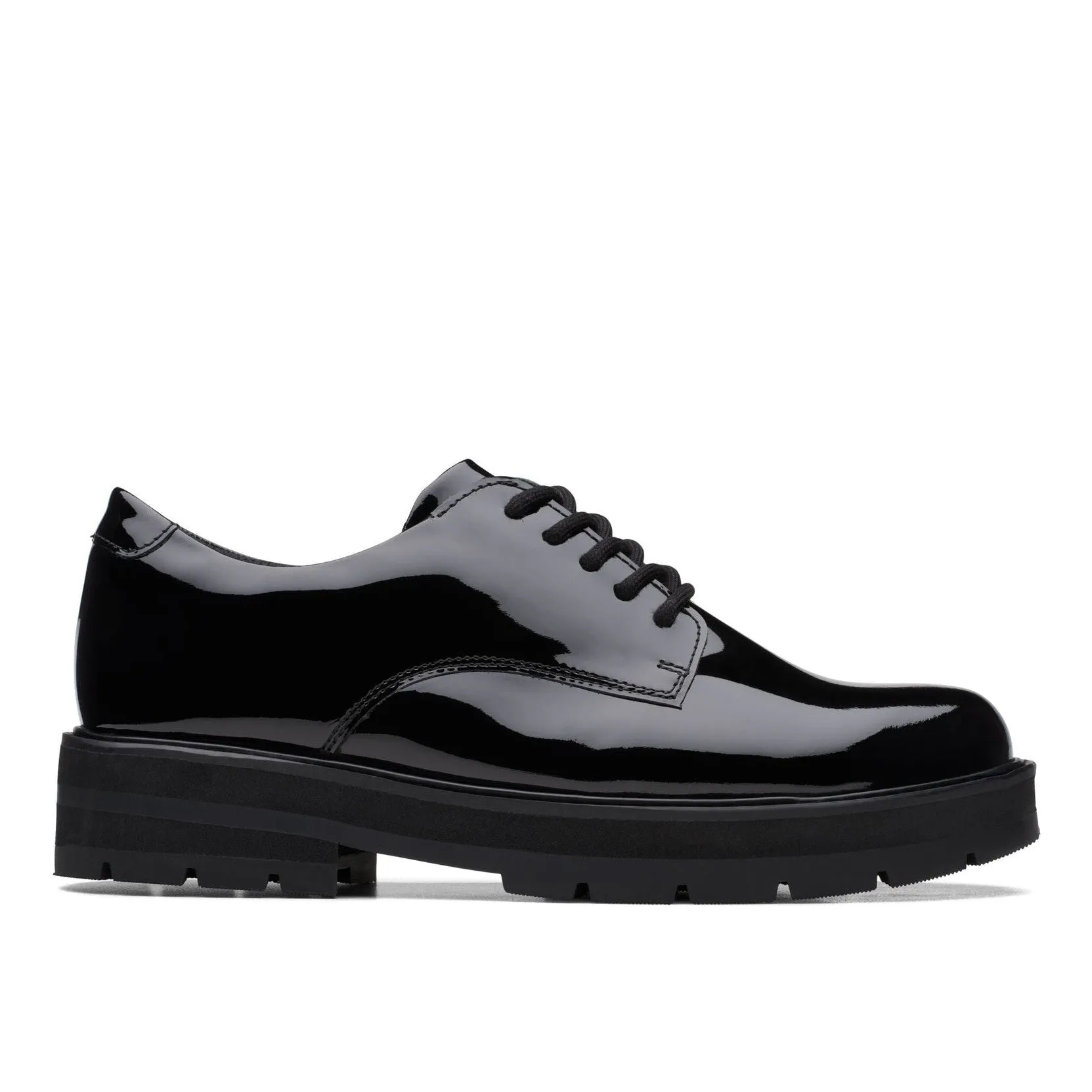 Clarks Prague Lace Youth Black Pat