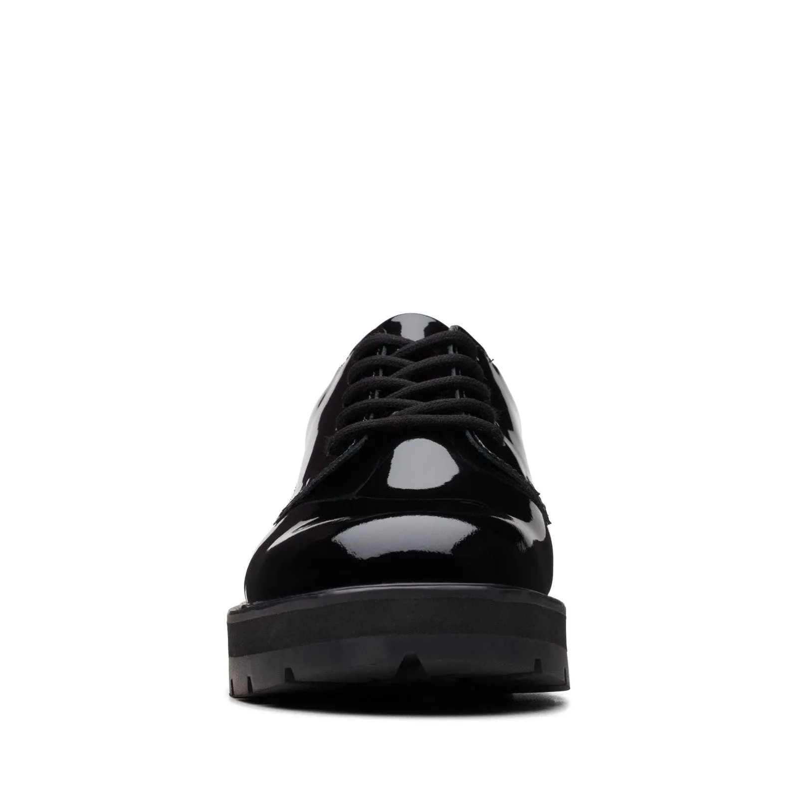 Clarks Prague Lace Youth Black Pat
