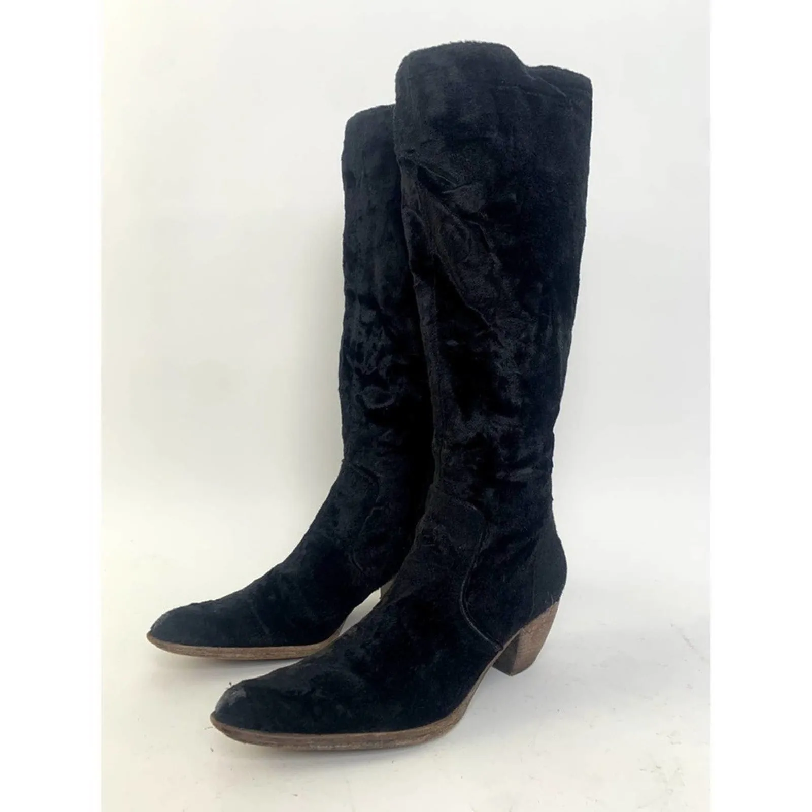 Elizabeth and James Black E-ryder Velvet Western Boots / Booties - 6.5