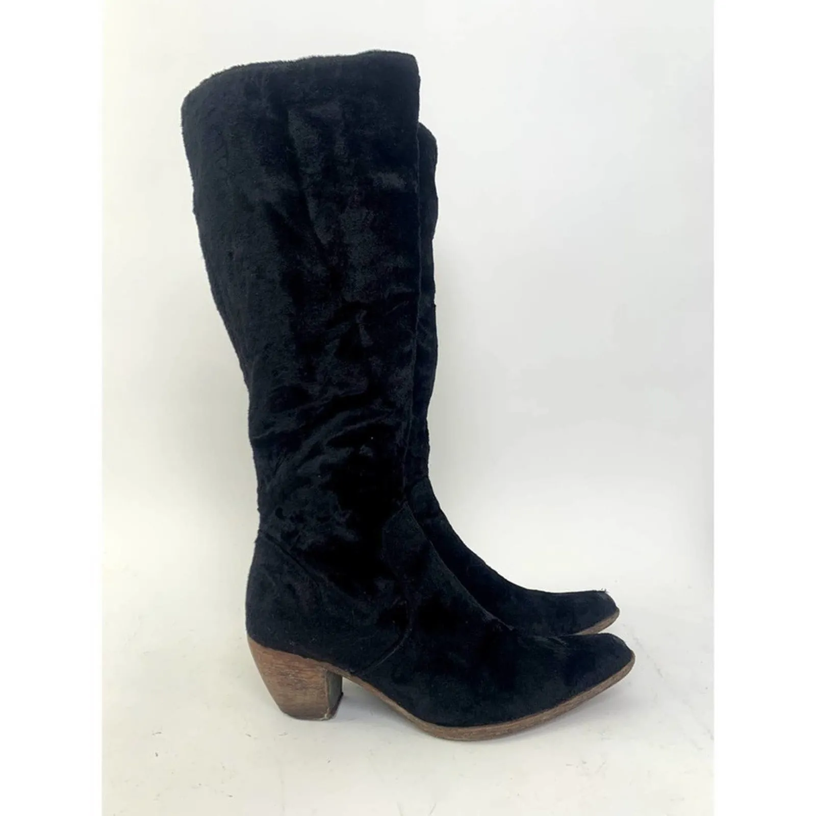 Elizabeth and James Black E-ryder Velvet Western Boots / Booties - 6.5