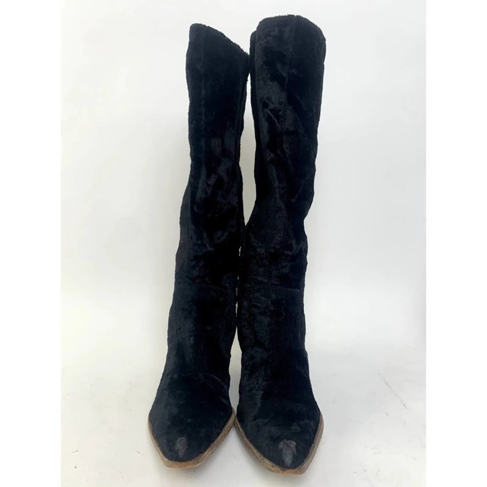 Elizabeth and James Black E-ryder Velvet Western Boots / Booties - 6.5