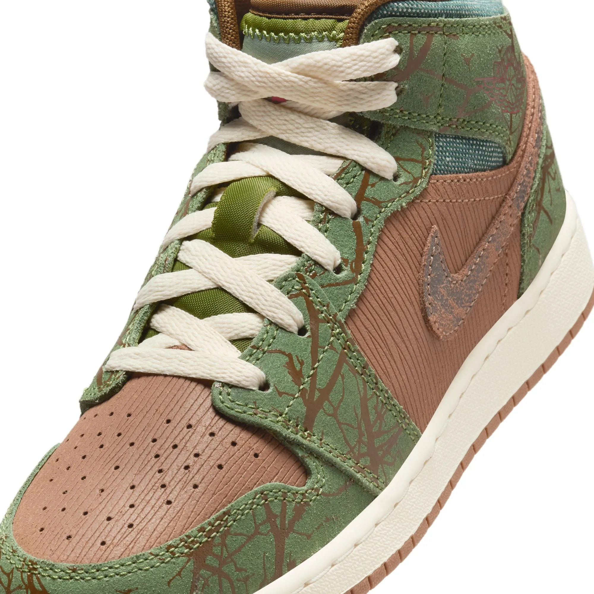 Grade School Air Jordan 1 Mid Sneaker School Archaeo Brown/Light Olive-Treeline FQ8101-200