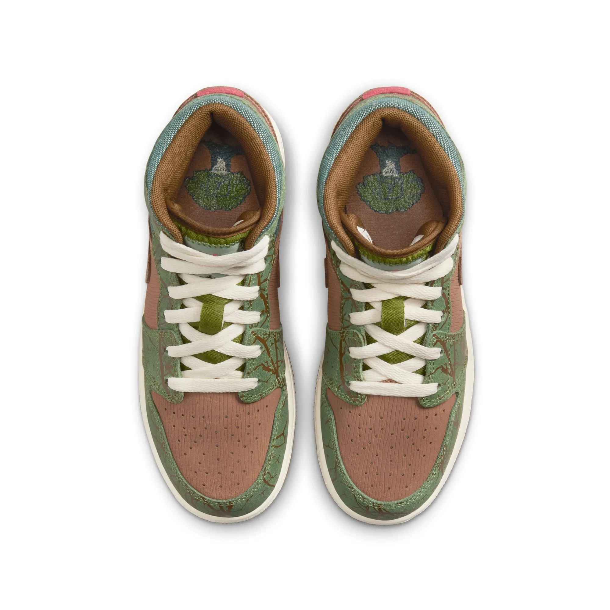 Grade School Air Jordan 1 Mid Sneaker School Archaeo Brown/Light Olive-Treeline FQ8101-200