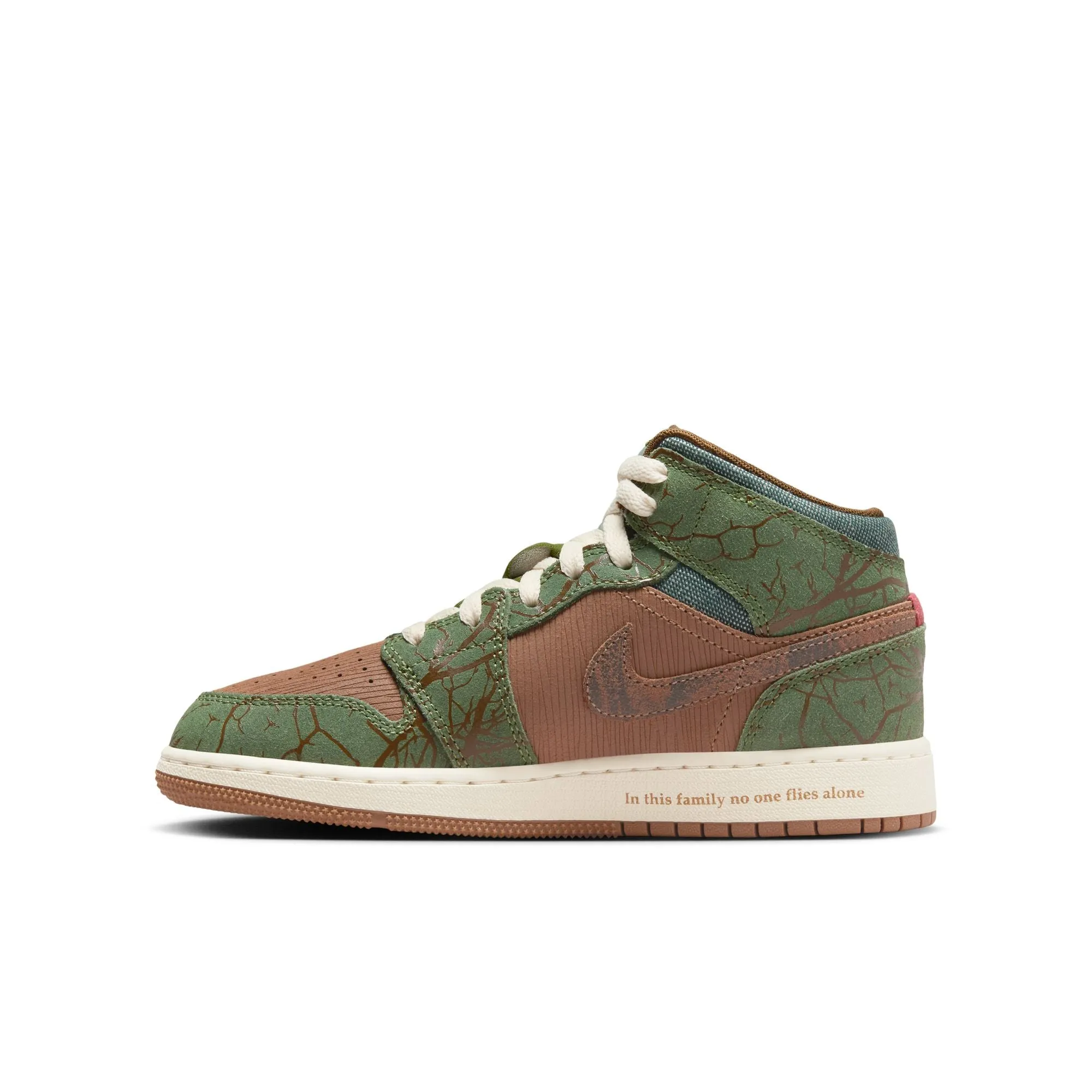 Grade School Air Jordan 1 Mid Sneaker School Archaeo Brown/Light Olive-Treeline FQ8101-200