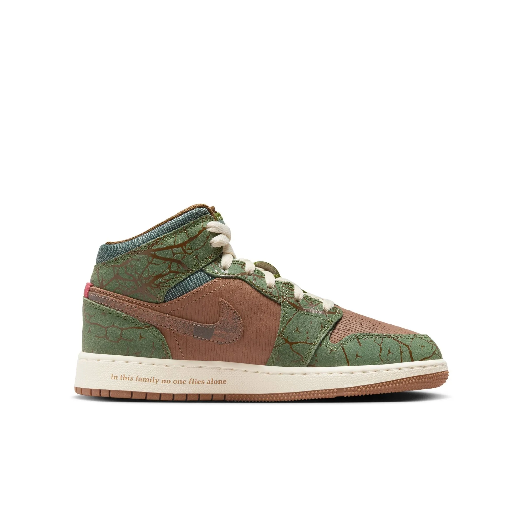 Grade School Air Jordan 1 Mid Sneaker School Archaeo Brown/Light Olive-Treeline FQ8101-200