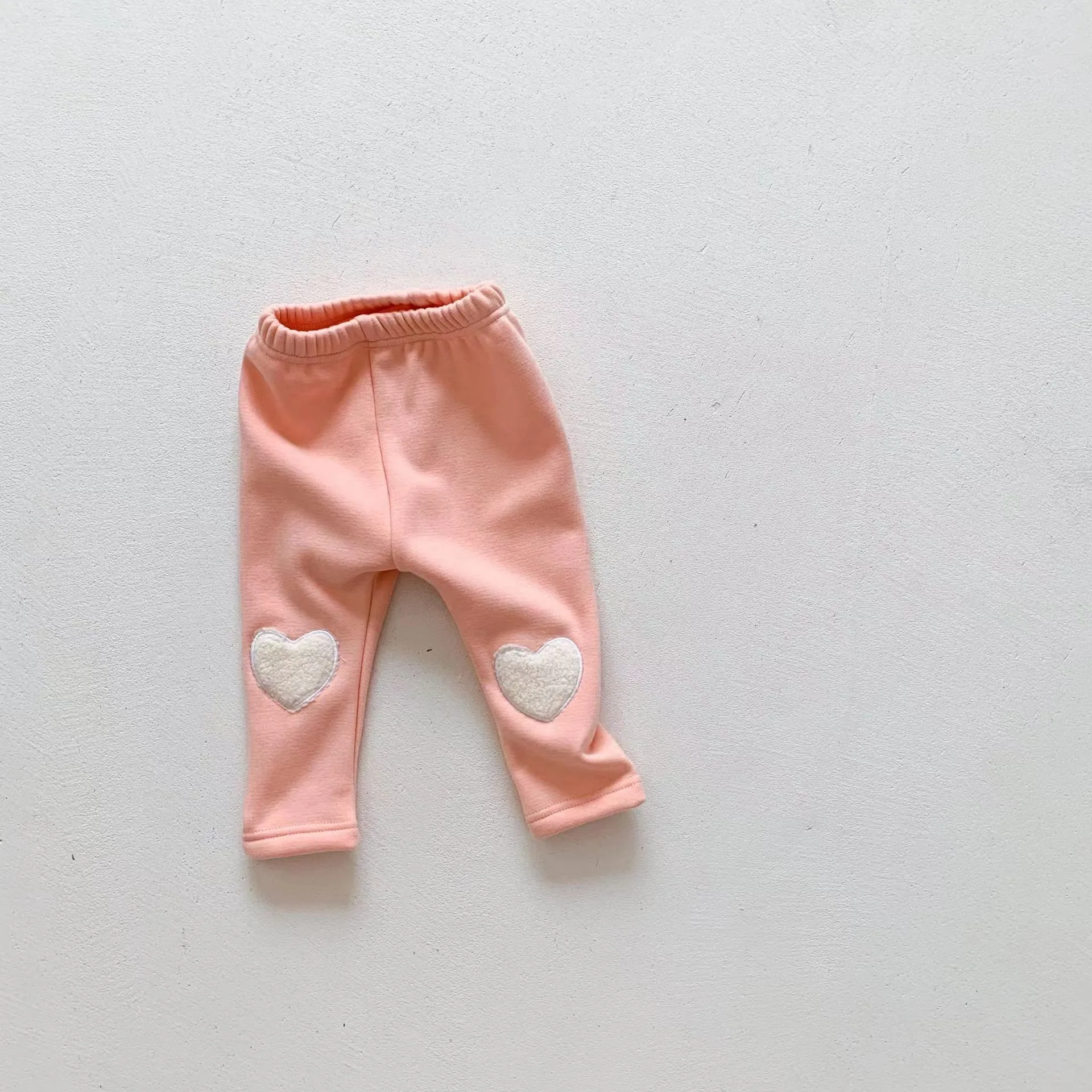 Heart Patch Plush Winter Warm Baby Leggings