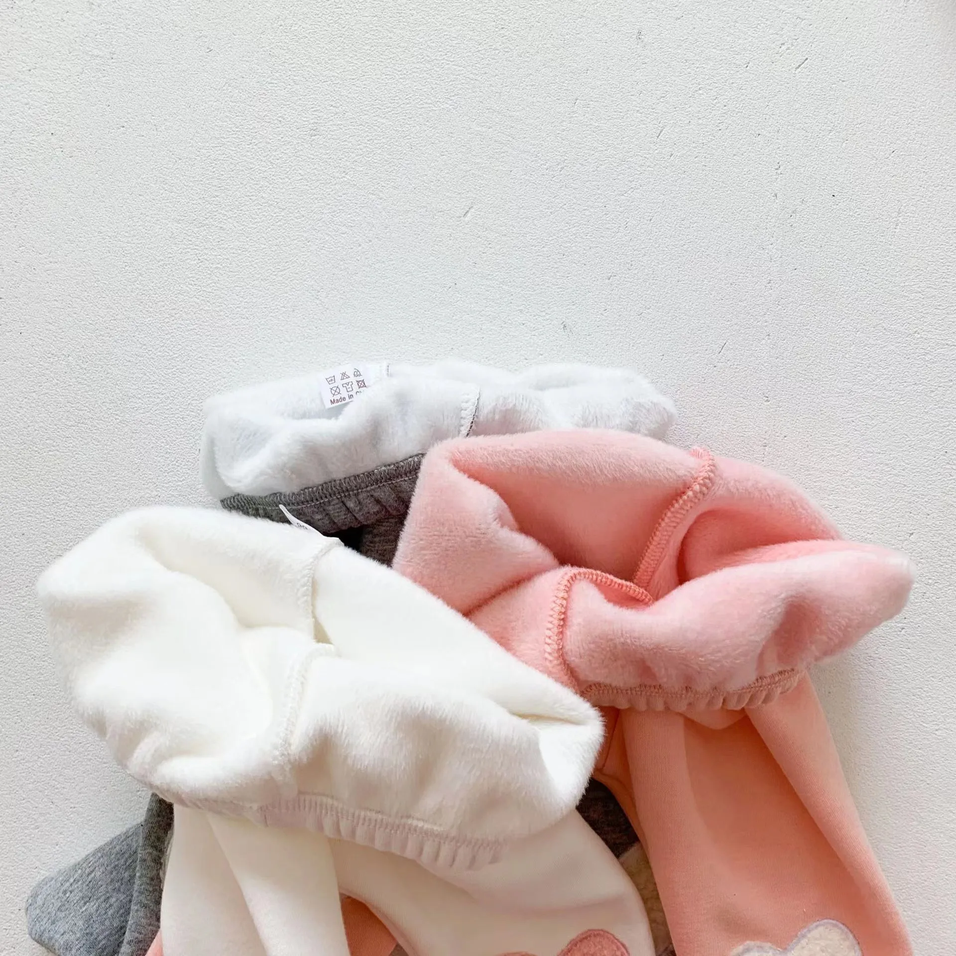 Heart Patch Plush Winter Warm Baby Leggings