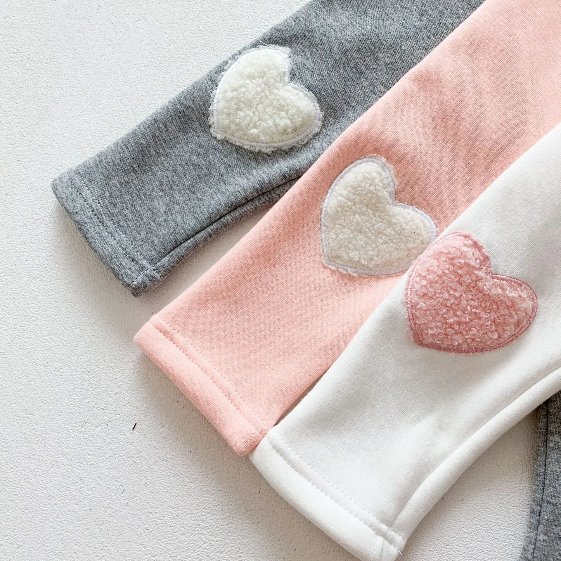 Heart Patch Plush Winter Warm Baby Leggings