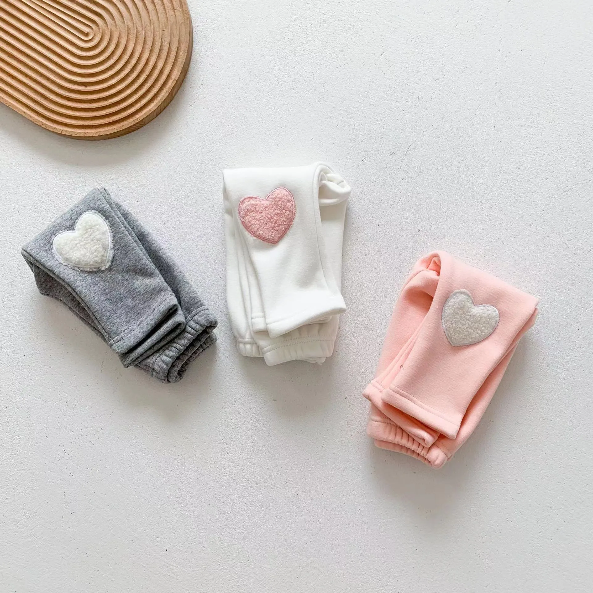 Heart Patch Plush Winter Warm Baby Leggings