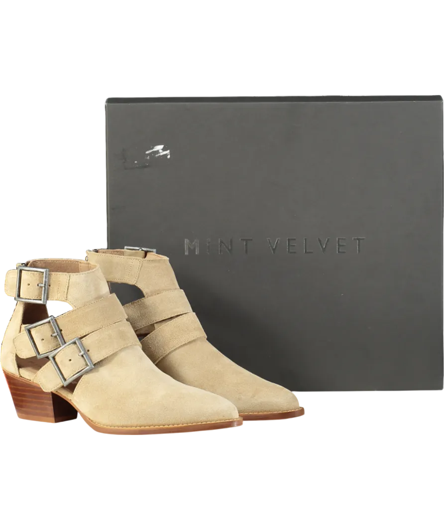 Mint Velvet Beige Elora Cut Out Ankle Boot UK 3 EU 36 