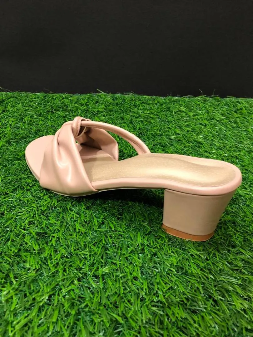 Pink Solid Block Heels Sandals