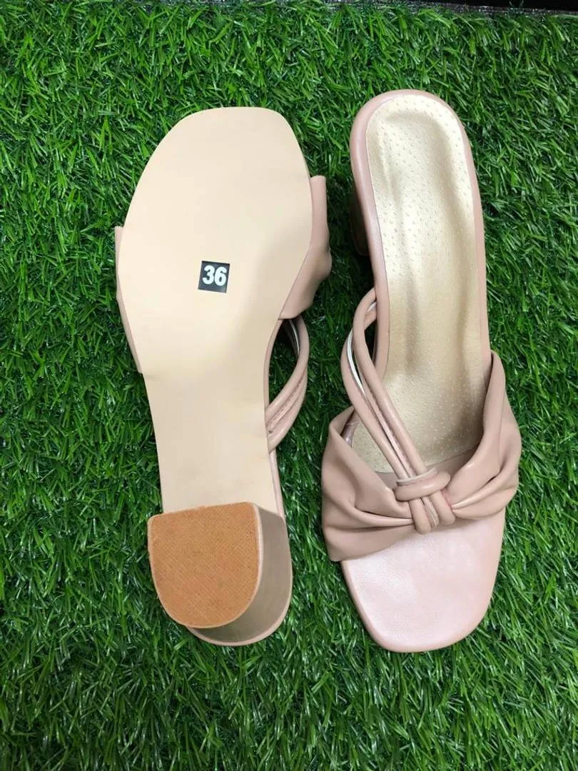 Pink Solid Block Heels Sandals
