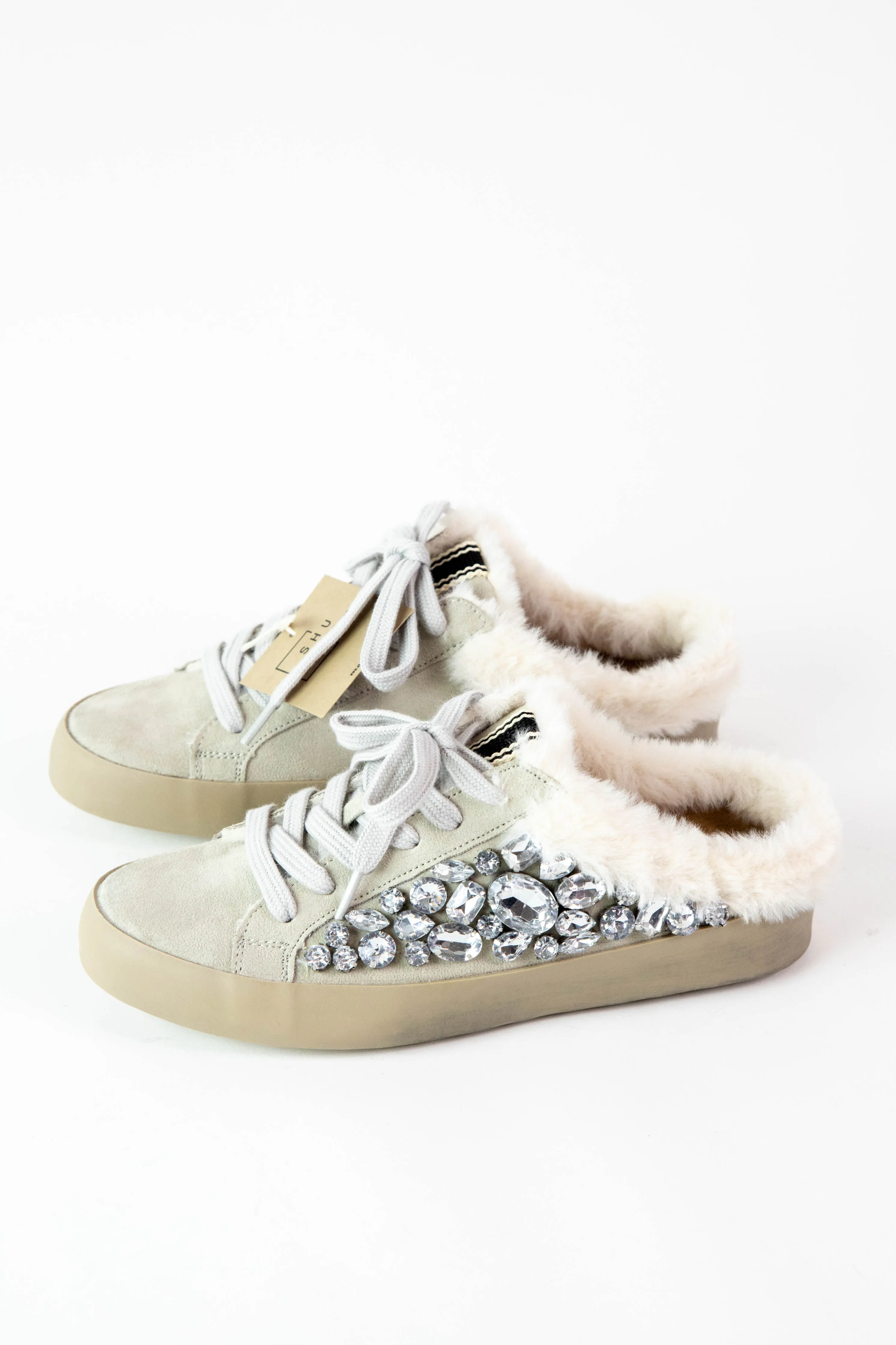 Portia Rhinestone Sneaker, Light Grey | ShuShop