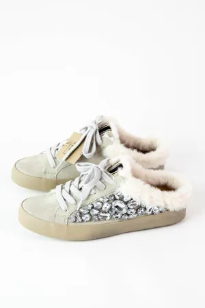 Portia Rhinestone Sneaker, Light Grey | ShuShop