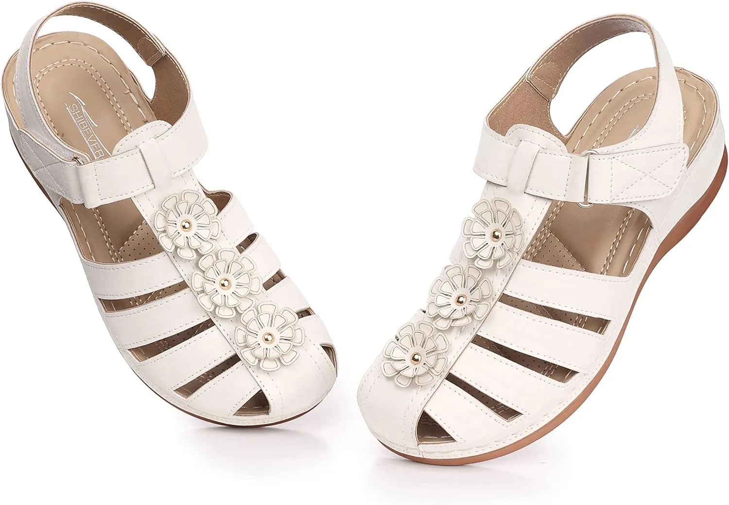 SHIBEVER Women's Wedge Sandals Summer: Closed Toe Sandals for Women Platform Dressy Wedge Size 5-11
