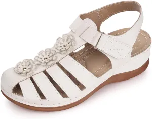 SHIBEVER Women's Wedge Sandals Summer: Closed Toe Sandals for Women Platform Dressy Wedge Size 5-11
