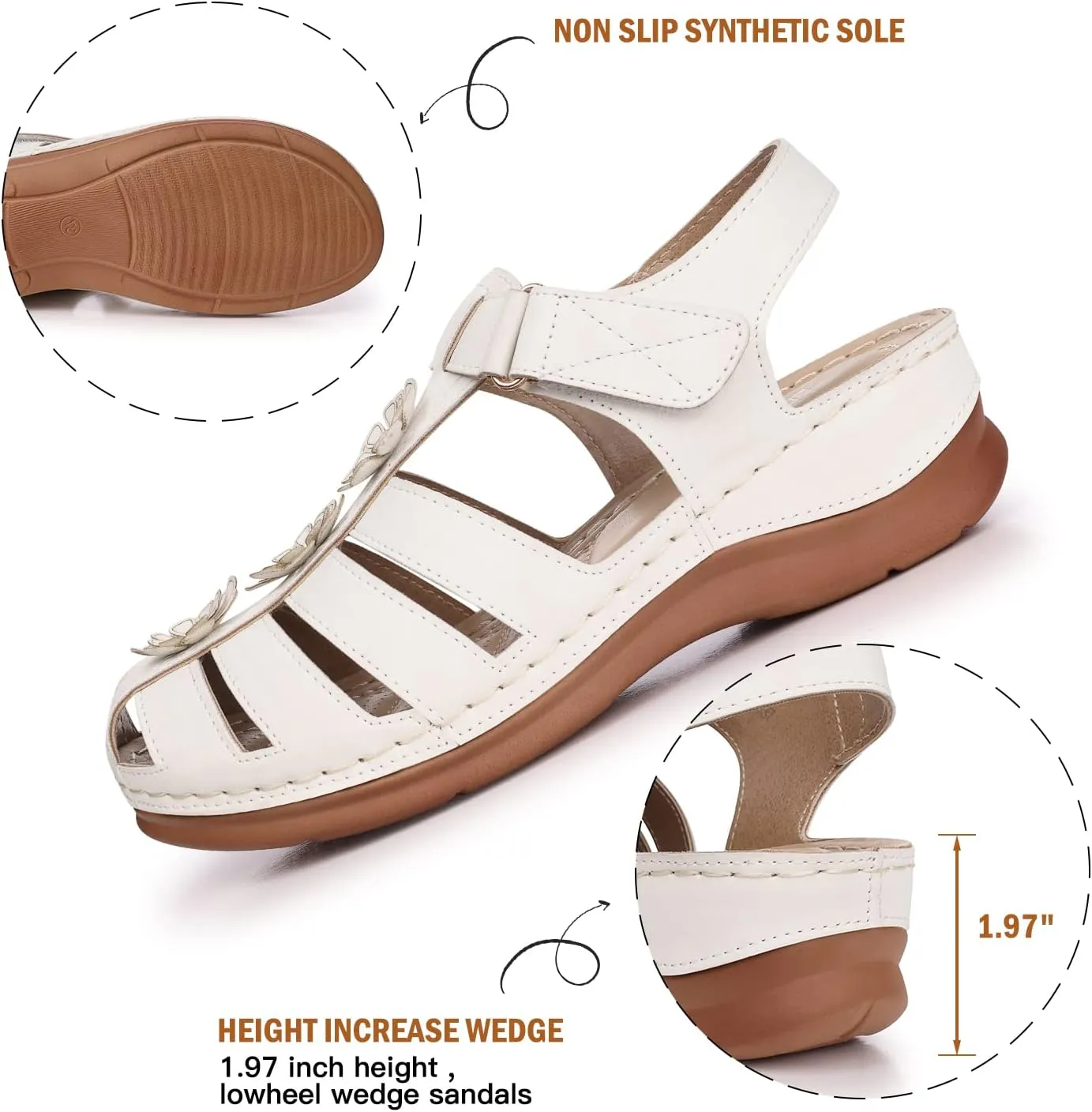 SHIBEVER Women's Wedge Sandals Summer: Closed Toe Sandals for Women Platform Dressy Wedge Size 5-11