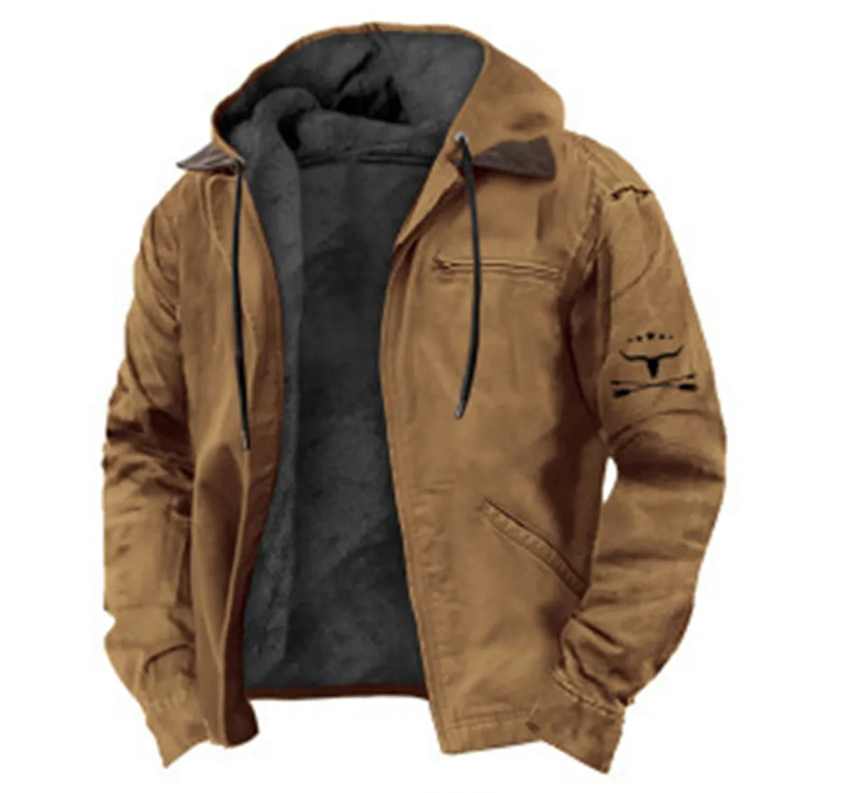 Thick Fleece-lined Velvet Jacket With Pockets