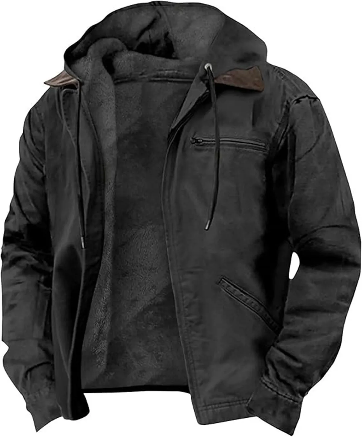 Thick Fleece-lined Velvet Jacket With Pockets
