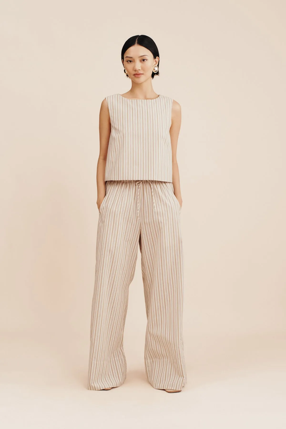 VIVIAN PANT - BEIGE STRIPE