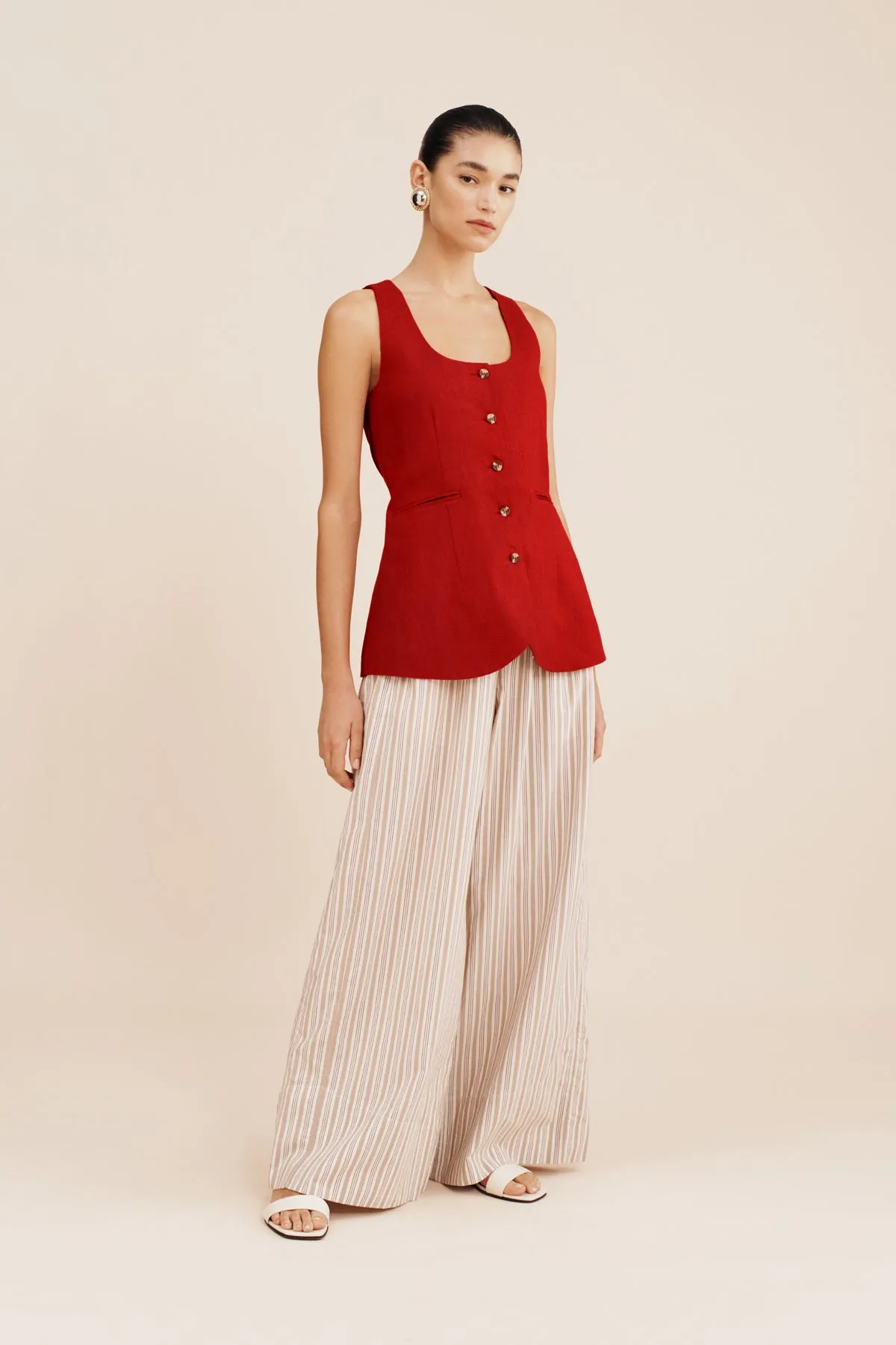 VIVIAN PANT - BEIGE STRIPE