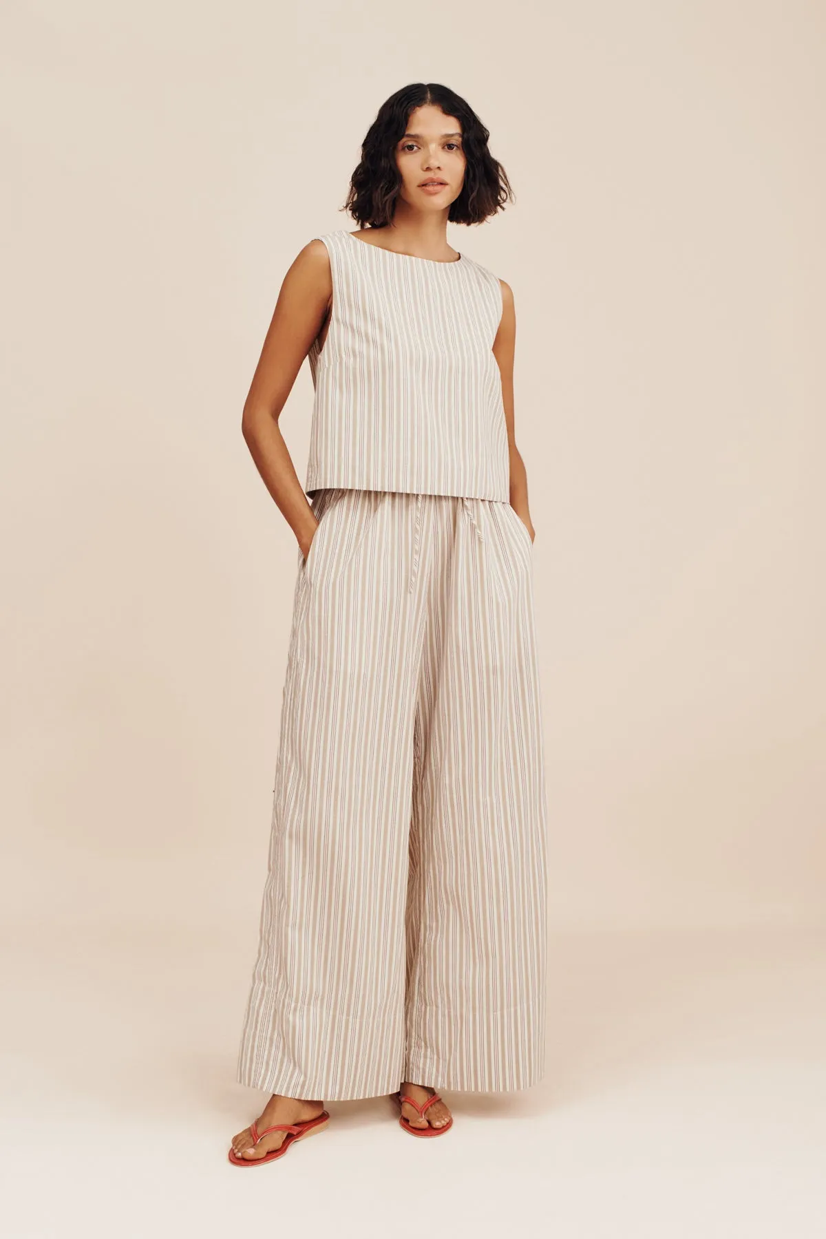 VIVIAN PANT - BEIGE STRIPE