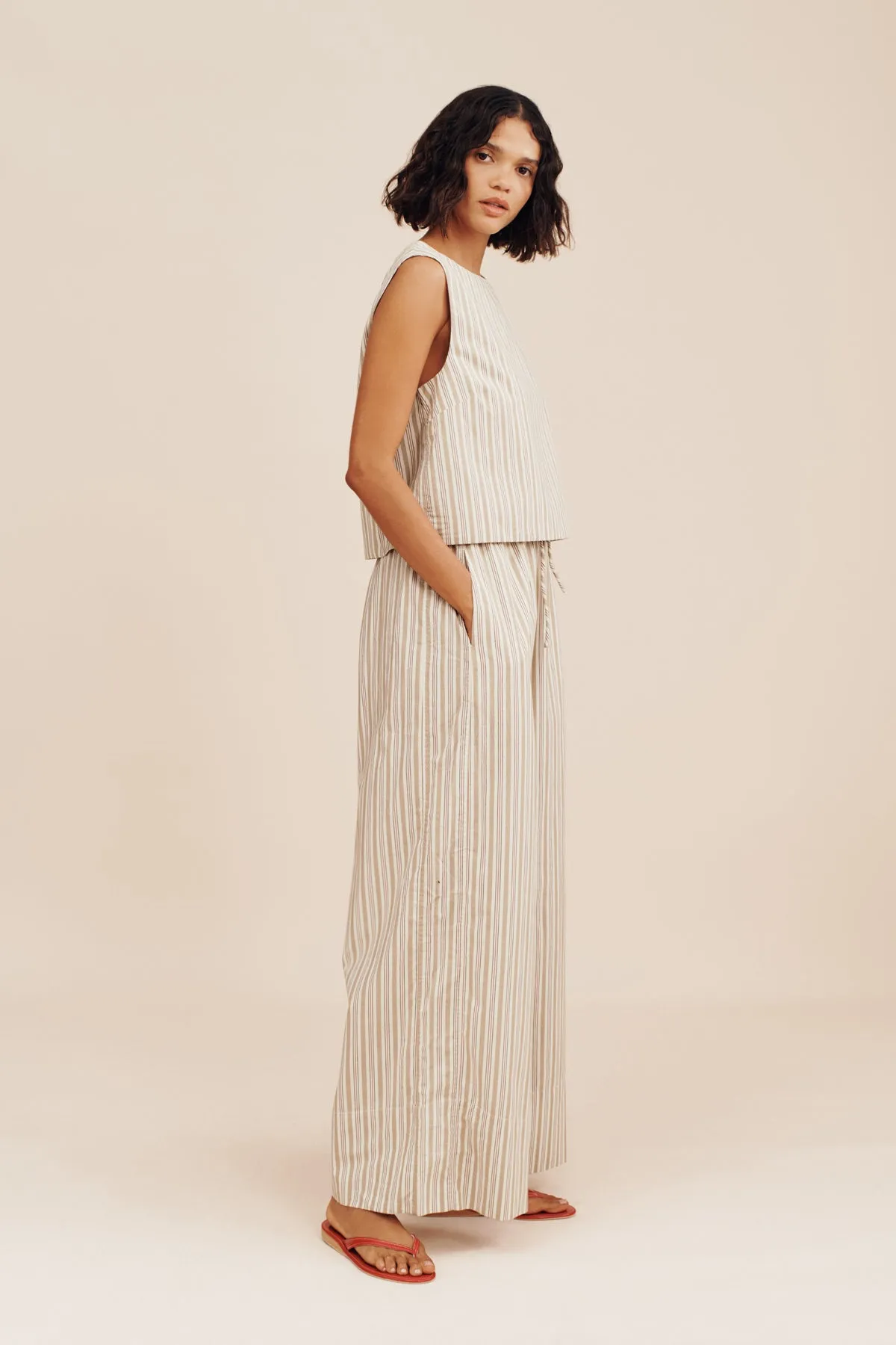 VIVIAN PANT - BEIGE STRIPE