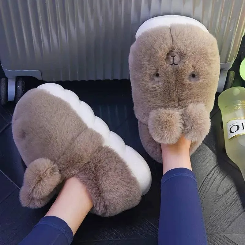 Winter Warm Shoes Plush Lining Indoor Slippers Couples Platform Heel High Top Snow Boots