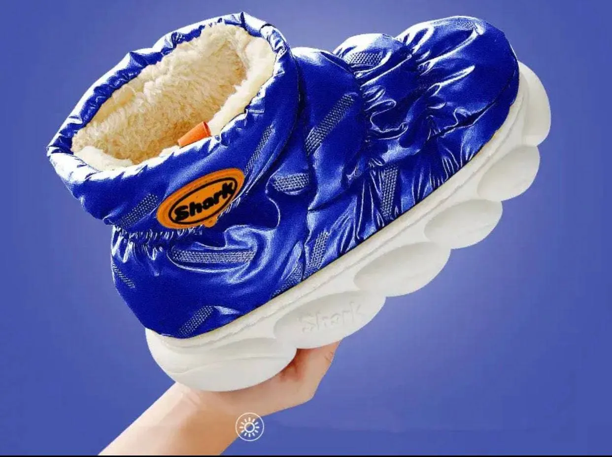 Winter Warm Shoes Plush Lining Indoor Slippers Couples Platform Heel High Top Snow Boots