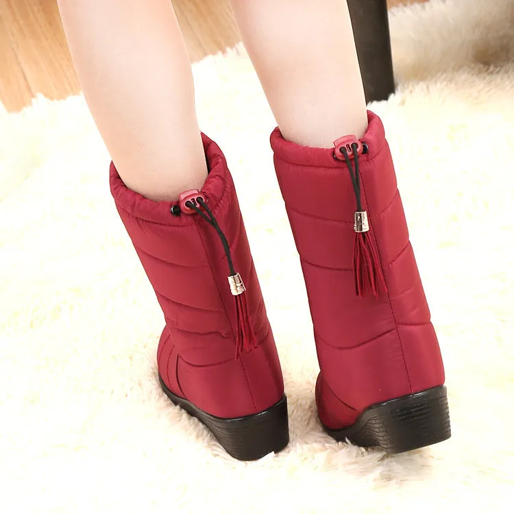 Women Winter Waterproof Cloth Plush Lined Soft Snow Boots